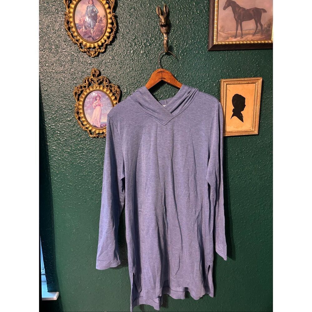 J.Jill Blue Hoodie Dress Lightweight Sz Large